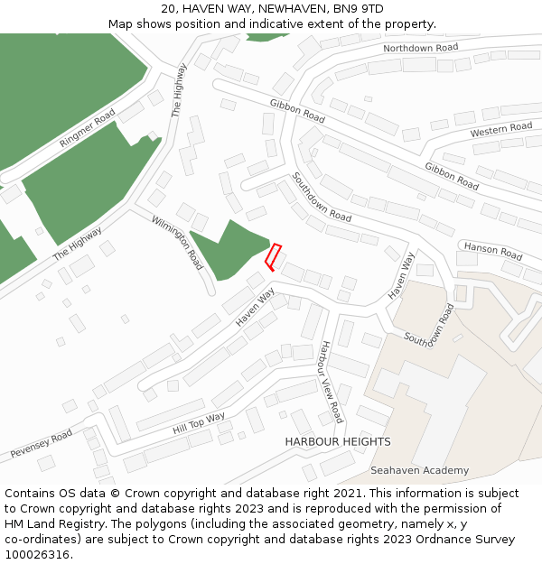 20, HAVEN WAY, NEWHAVEN, BN9 9TD: Location map and indicative extent of plot