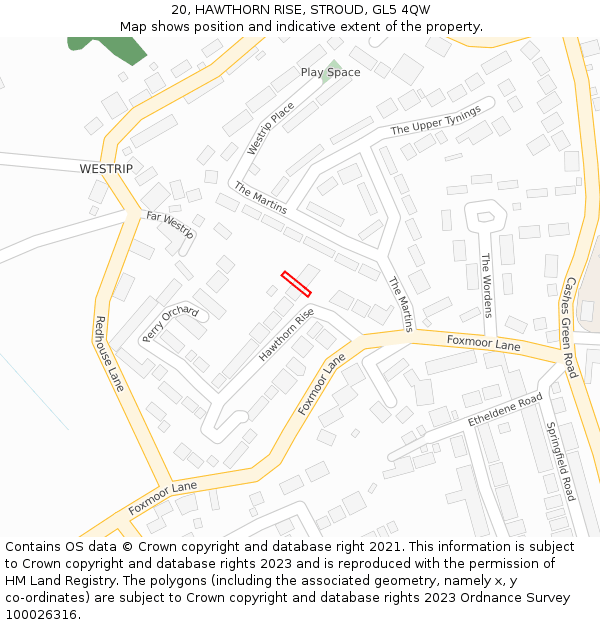 20, HAWTHORN RISE, STROUD, GL5 4QW: Location map and indicative extent of plot