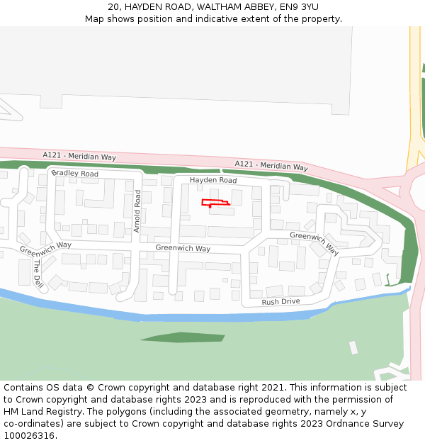 20, HAYDEN ROAD, WALTHAM ABBEY, EN9 3YU: Location map and indicative extent of plot