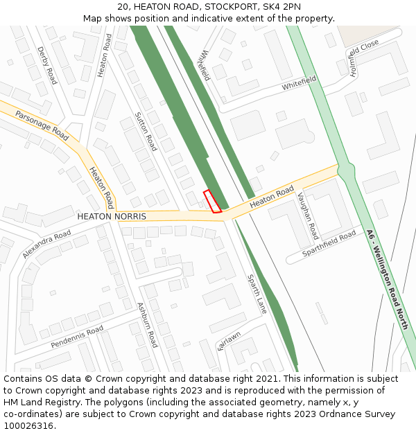 20, HEATON ROAD, STOCKPORT, SK4 2PN: Location map and indicative extent of plot
