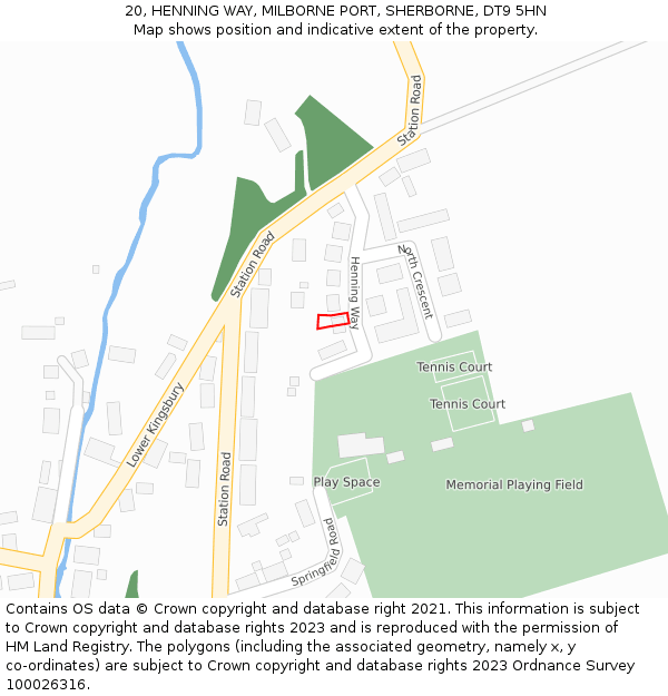 20, HENNING WAY, MILBORNE PORT, SHERBORNE, DT9 5HN: Location map and indicative extent of plot