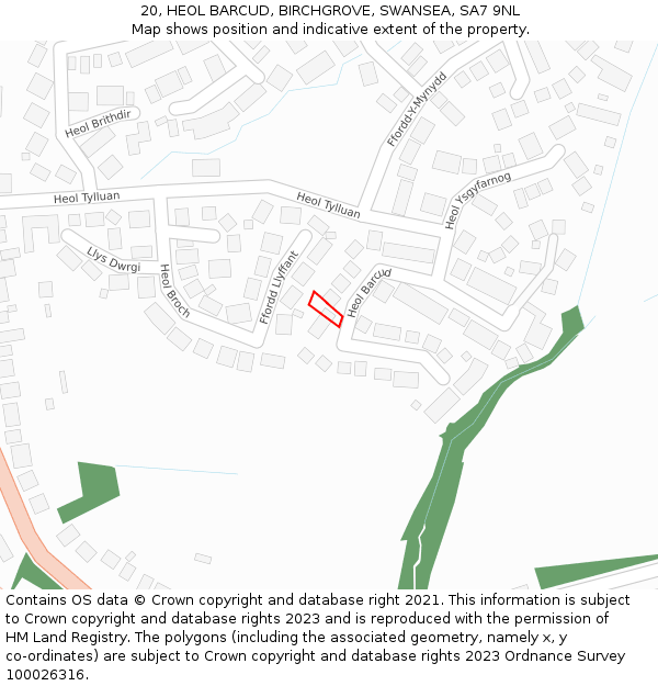 20, HEOL BARCUD, BIRCHGROVE, SWANSEA, SA7 9NL: Location map and indicative extent of plot