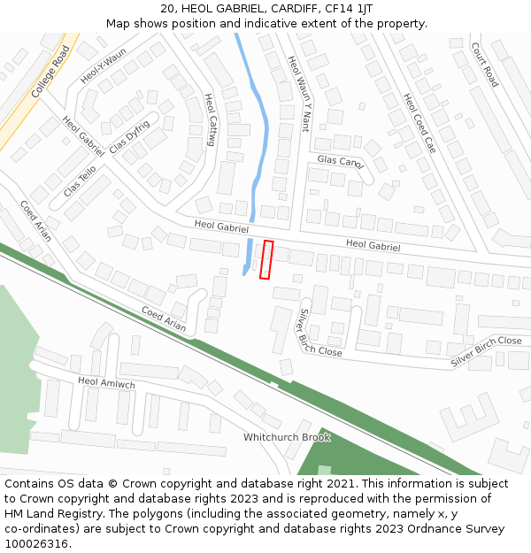 20, HEOL GABRIEL, CARDIFF, CF14 1JT: Location map and indicative extent of plot