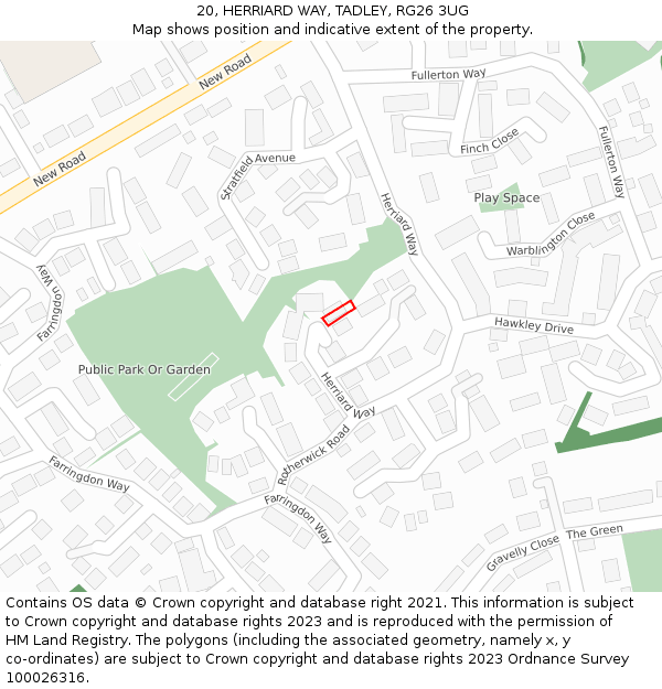 20, HERRIARD WAY, TADLEY, RG26 3UG: Location map and indicative extent of plot