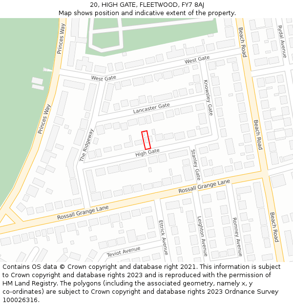 20, HIGH GATE, FLEETWOOD, FY7 8AJ: Location map and indicative extent of plot