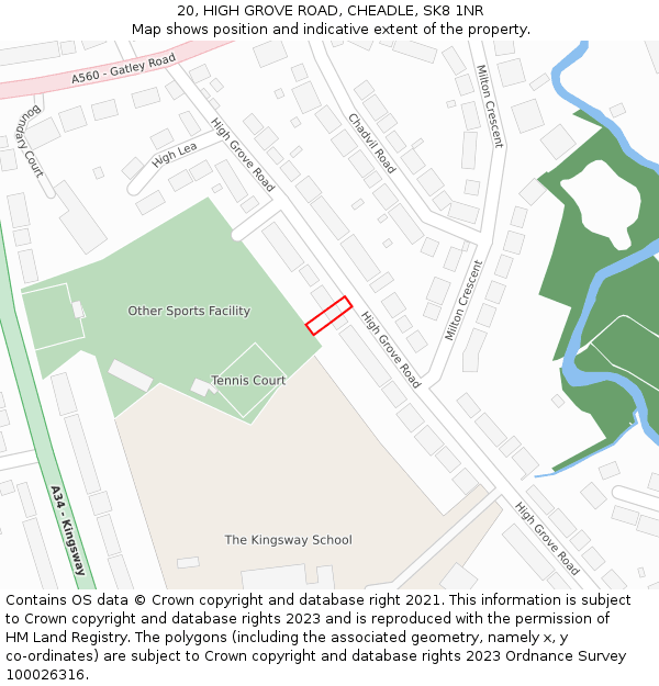 20, HIGH GROVE ROAD, CHEADLE, SK8 1NR: Location map and indicative extent of plot