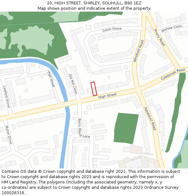 20, HIGH STREET, SHIRLEY, SOLIHULL, B90 1EZ: Location map and indicative extent of plot