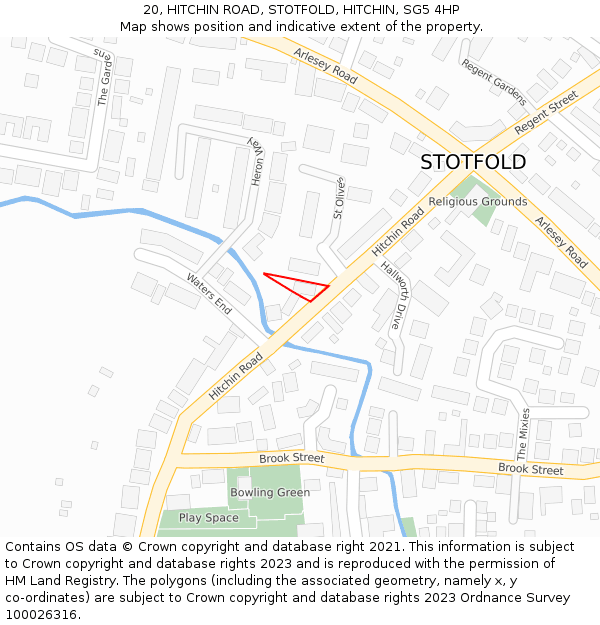 20, HITCHIN ROAD, STOTFOLD, HITCHIN, SG5 4HP: Location map and indicative extent of plot