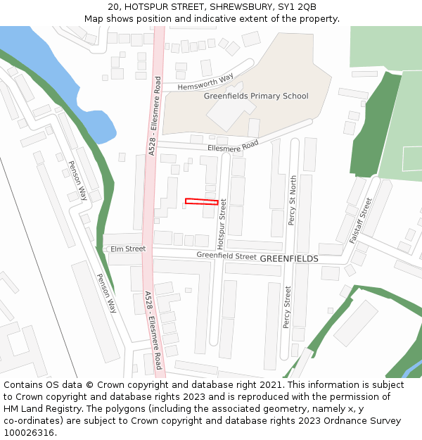 20, HOTSPUR STREET, SHREWSBURY, SY1 2QB: Location map and indicative extent of plot