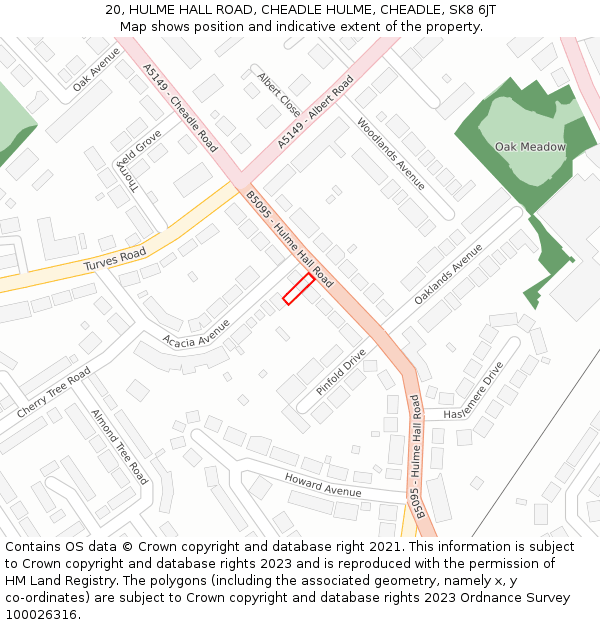 20, HULME HALL ROAD, CHEADLE HULME, CHEADLE, SK8 6JT: Location map and indicative extent of plot
