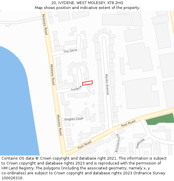 20, IVYDENE, WEST MOLESEY, KT8 2HG: Location map and indicative extent of plot