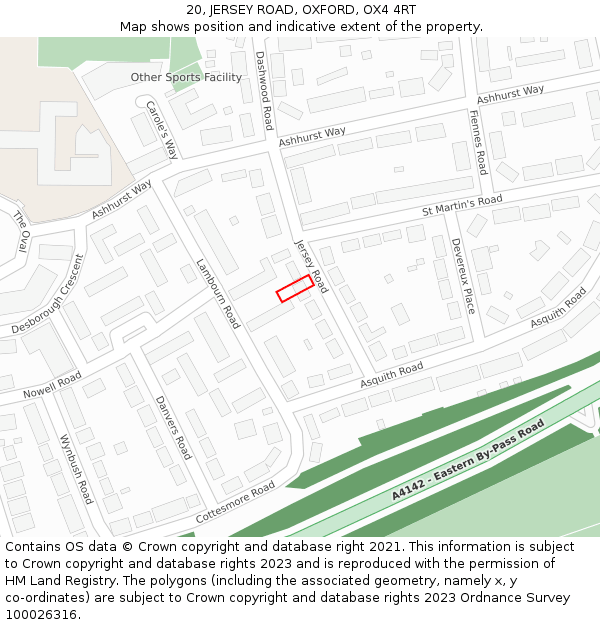 20, JERSEY ROAD, OXFORD, OX4 4RT: Location map and indicative extent of plot