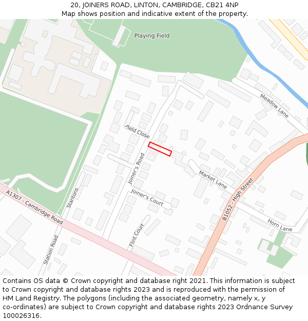 20, JOINERS ROAD, LINTON, CAMBRIDGE, CB21 4NP: Location map and indicative extent of plot