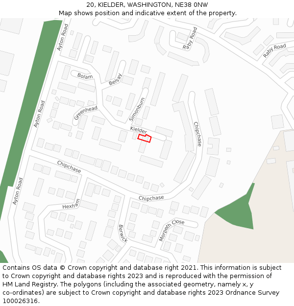 20, KIELDER, WASHINGTON, NE38 0NW: Location map and indicative extent of plot