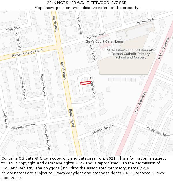 20, KINGFISHER WAY, FLEETWOOD, FY7 8SB: Location map and indicative extent of plot