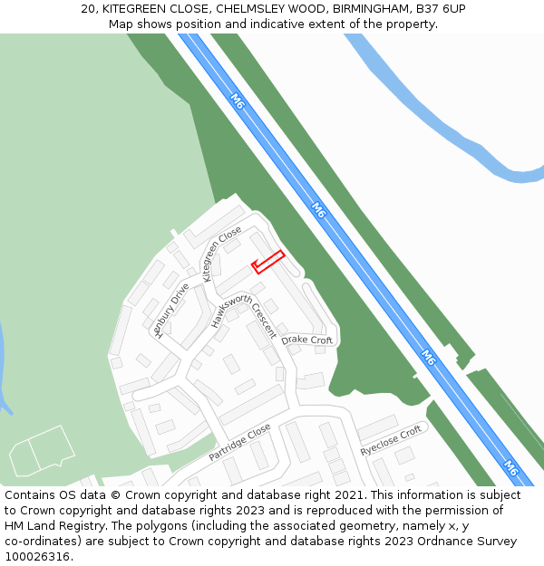 20, KITEGREEN CLOSE, CHELMSLEY WOOD, BIRMINGHAM, B37 6UP: Location map and indicative extent of plot