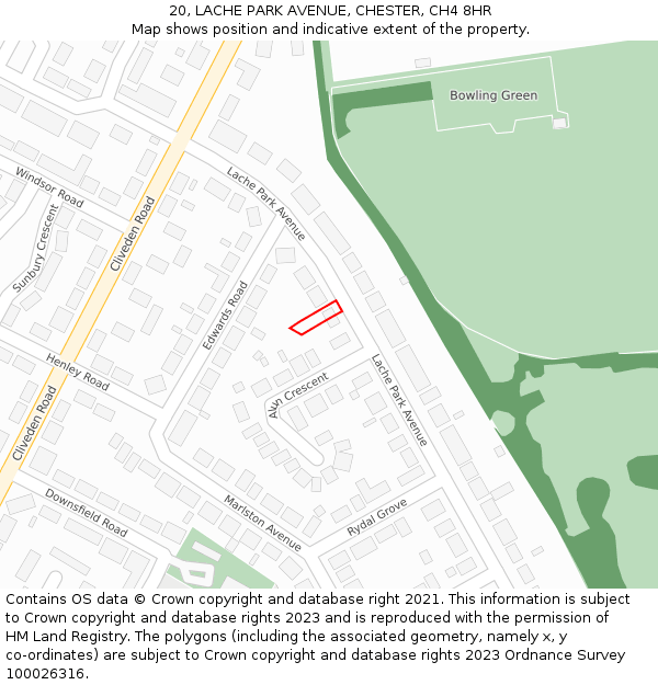 20, LACHE PARK AVENUE, CHESTER, CH4 8HR: Location map and indicative extent of plot