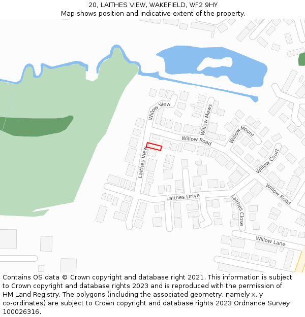 20, LAITHES VIEW, WAKEFIELD, WF2 9HY: Location map and indicative extent of plot