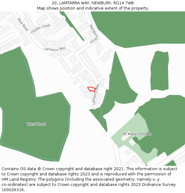 20, LAMTARRA WAY, NEWBURY, RG14 7WB: Location map and indicative extent of plot