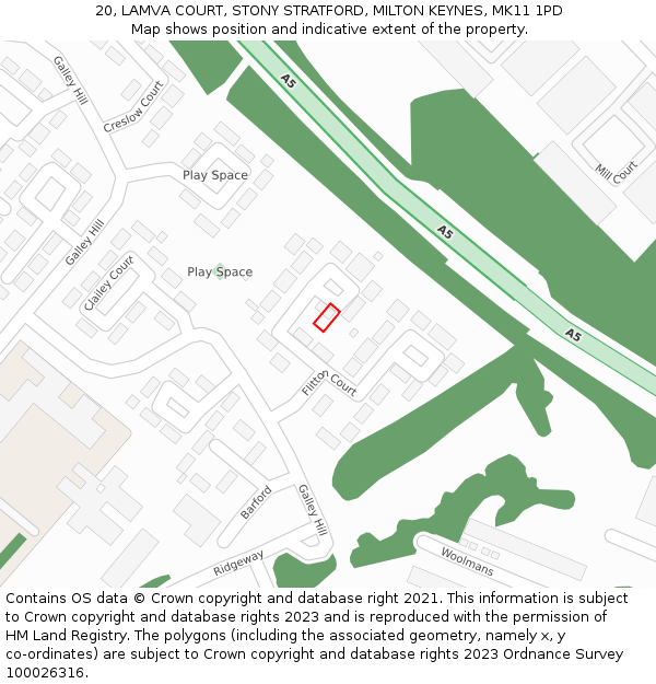 20, LAMVA COURT, STONY STRATFORD, MILTON KEYNES, MK11 1PD: Location map and indicative extent of plot