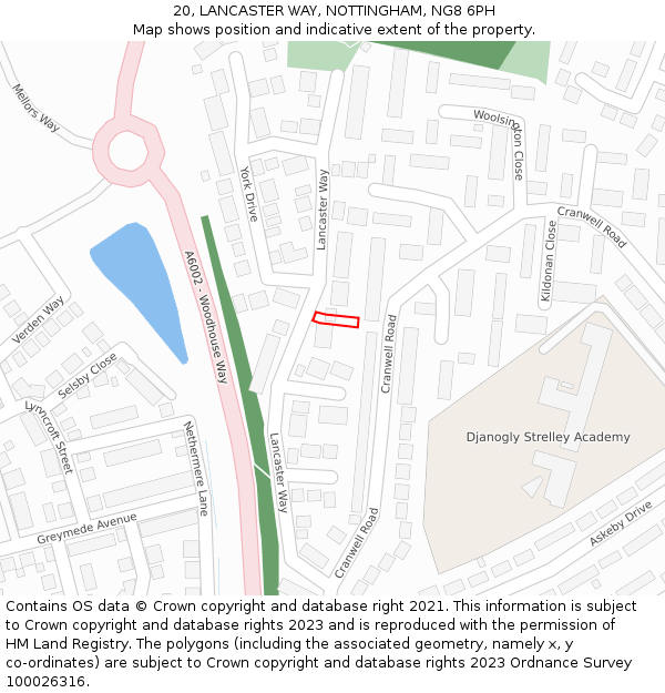 20, LANCASTER WAY, NOTTINGHAM, NG8 6PH: Location map and indicative extent of plot