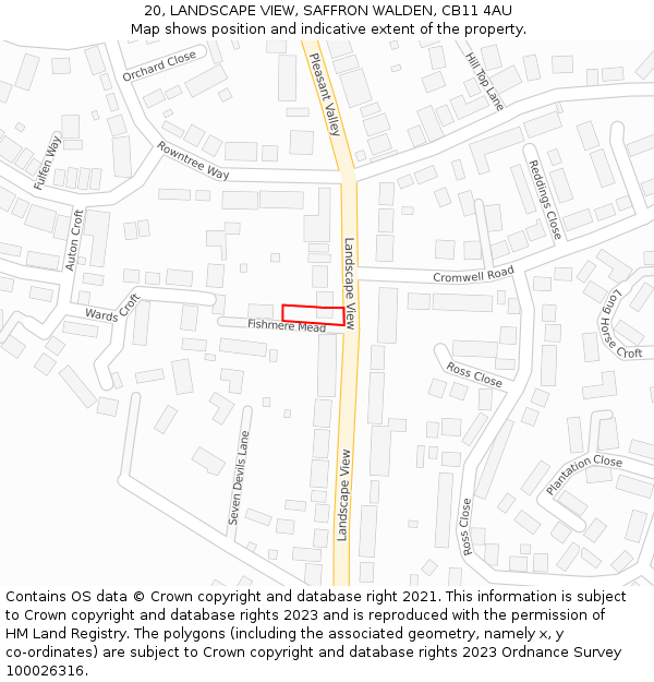 20, LANDSCAPE VIEW, SAFFRON WALDEN, CB11 4AU: Location map and indicative extent of plot