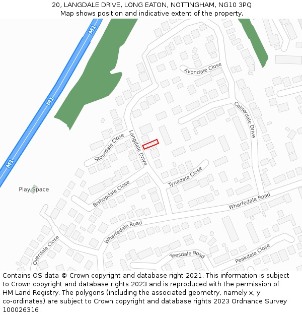 20, LANGDALE DRIVE, LONG EATON, NOTTINGHAM, NG10 3PQ: Location map and indicative extent of plot