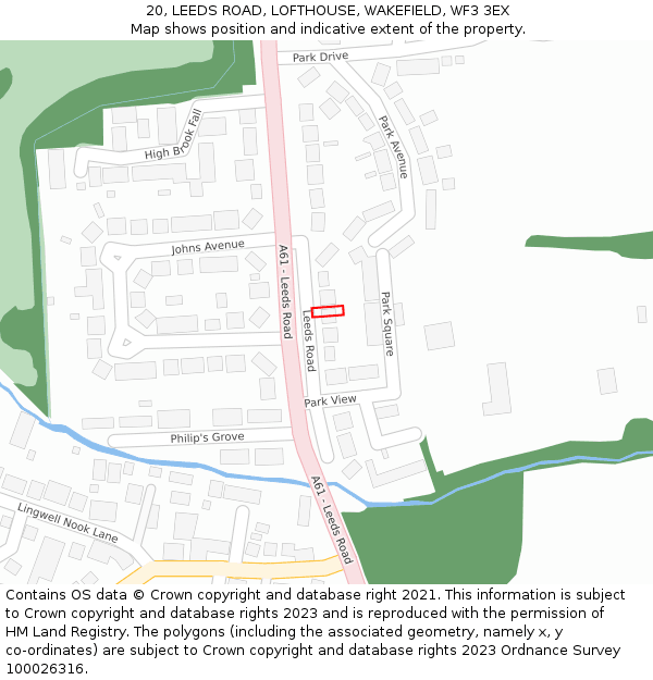 20, LEEDS ROAD, LOFTHOUSE, WAKEFIELD, WF3 3EX: Location map and indicative extent of plot