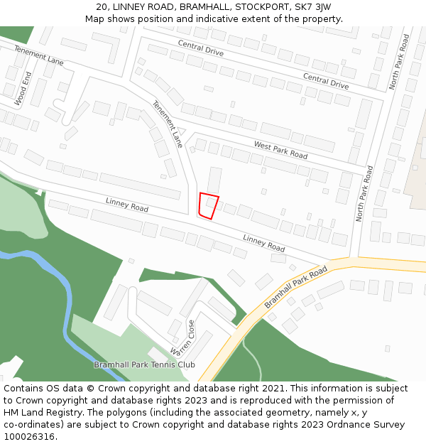 20, LINNEY ROAD, BRAMHALL, STOCKPORT, SK7 3JW: Location map and indicative extent of plot