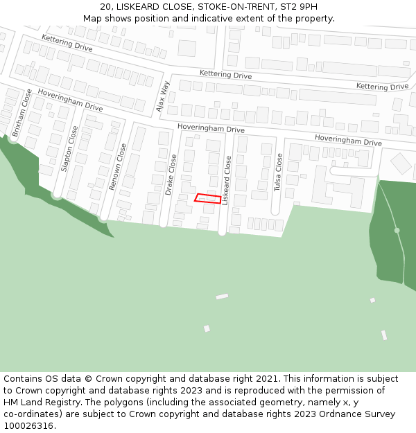 20, LISKEARD CLOSE, STOKE-ON-TRENT, ST2 9PH: Location map and indicative extent of plot