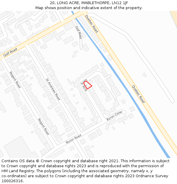 20, LONG ACRE, MABLETHORPE, LN12 1JF: Location map and indicative extent of plot