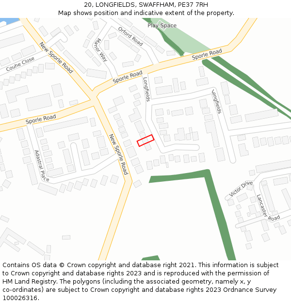 20, LONGFIELDS, SWAFFHAM, PE37 7RH: Location map and indicative extent of plot