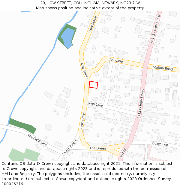 20, LOW STREET, COLLINGHAM, NEWARK, NG23 7LW: Location map and indicative extent of plot