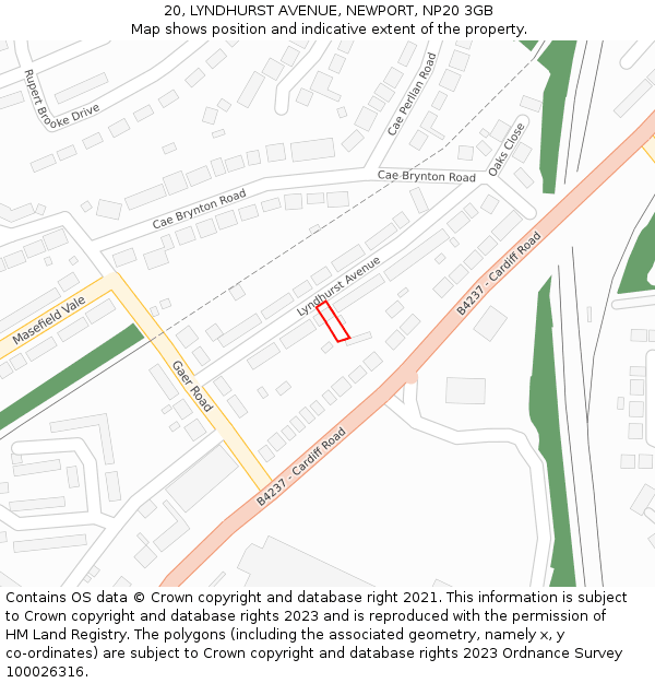 20, LYNDHURST AVENUE, NEWPORT, NP20 3GB: Location map and indicative extent of plot