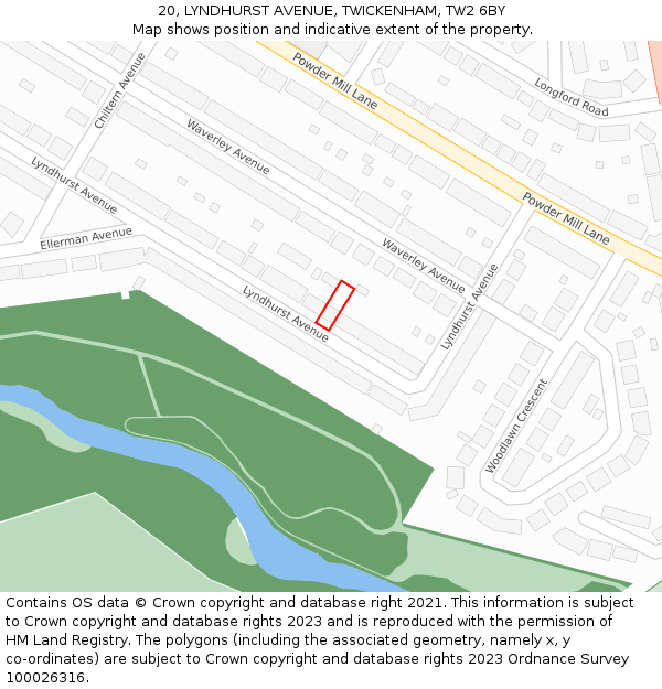 20, LYNDHURST AVENUE, TWICKENHAM, TW2 6BY: Location map and indicative extent of plot