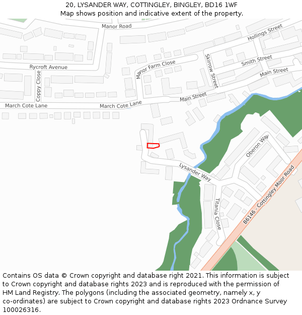 20, LYSANDER WAY, COTTINGLEY, BINGLEY, BD16 1WF: Location map and indicative extent of plot