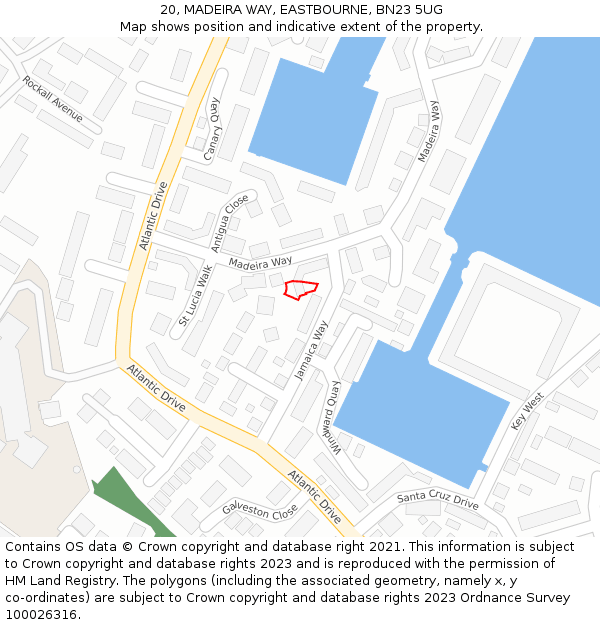 20, MADEIRA WAY, EASTBOURNE, BN23 5UG: Location map and indicative extent of plot