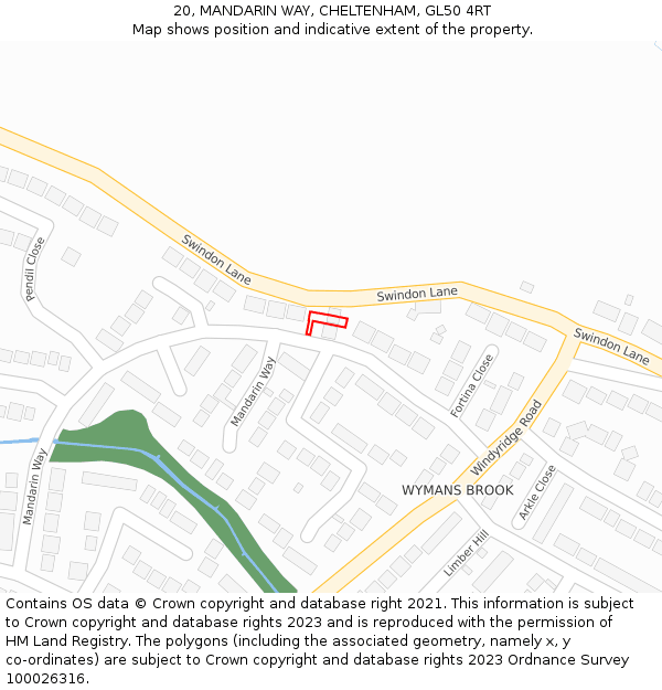 20, MANDARIN WAY, CHELTENHAM, GL50 4RT: Location map and indicative extent of plot