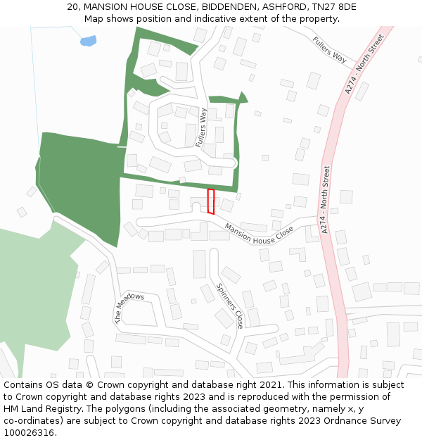 20, MANSION HOUSE CLOSE, BIDDENDEN, ASHFORD, TN27 8DE: Location map and indicative extent of plot