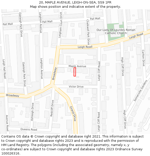 20, MAPLE AVENUE, LEIGH-ON-SEA, SS9 1PR: Location map and indicative extent of plot