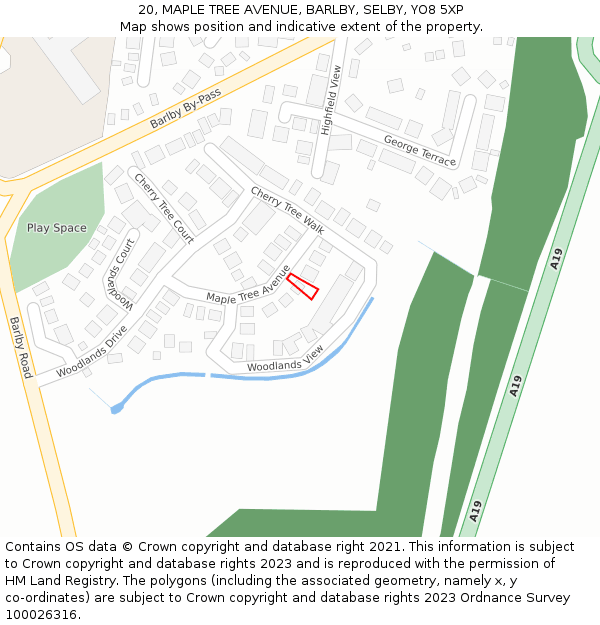 20, MAPLE TREE AVENUE, BARLBY, SELBY, YO8 5XP: Location map and indicative extent of plot