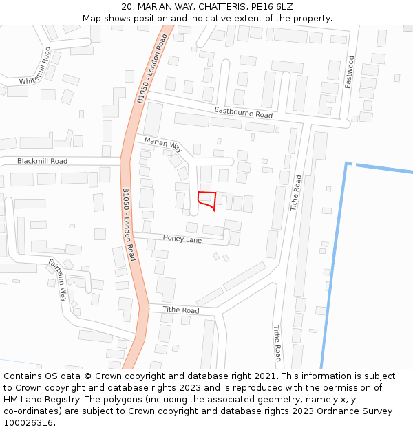 20, MARIAN WAY, CHATTERIS, PE16 6LZ: Location map and indicative extent of plot