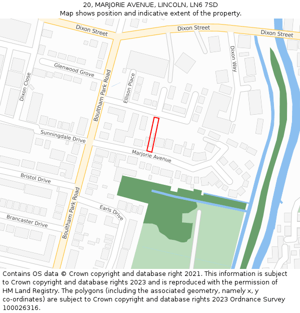 20, MARJORIE AVENUE, LINCOLN, LN6 7SD: Location map and indicative extent of plot