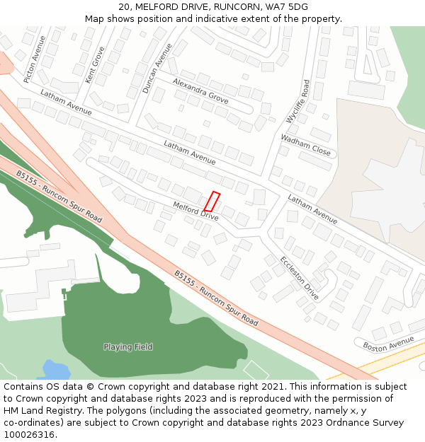 20, MELFORD DRIVE, RUNCORN, WA7 5DG: Location map and indicative extent of plot