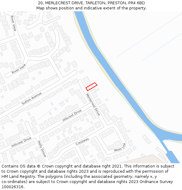 20, MERLECREST DRIVE, TARLETON, PRESTON, PR4 6BD: Location map and indicative extent of plot