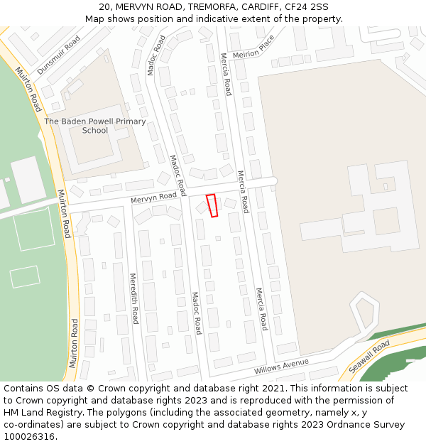 20, MERVYN ROAD, TREMORFA, CARDIFF, CF24 2SS: Location map and indicative extent of plot