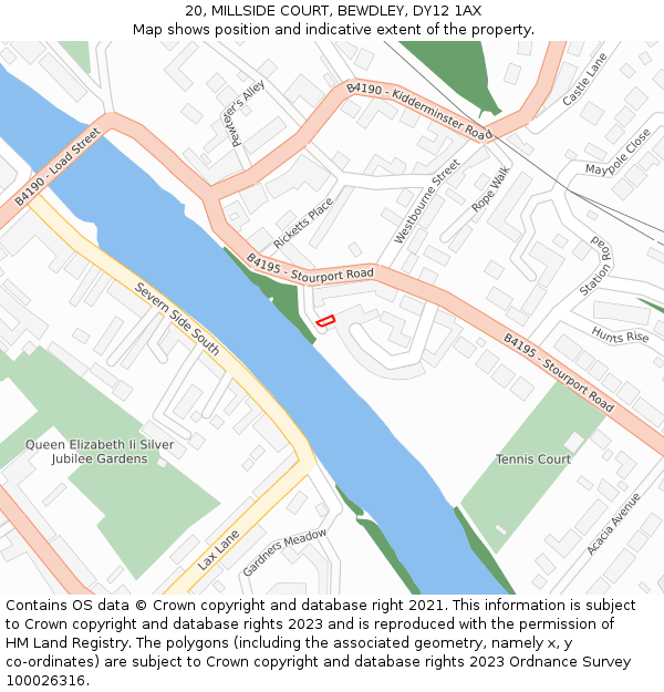 20, MILLSIDE COURT, BEWDLEY, DY12 1AX: Location map and indicative extent of plot