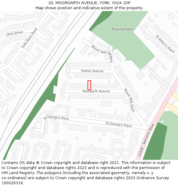 20, MOORGARTH AVENUE, YORK, YO24 1DP: Location map and indicative extent of plot