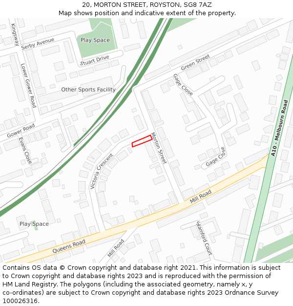 20, MORTON STREET, ROYSTON, SG8 7AZ: Location map and indicative extent of plot