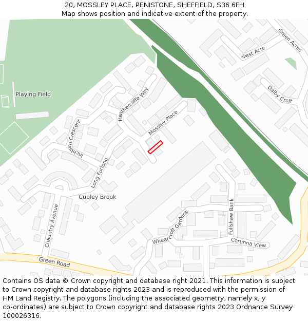 20, MOSSLEY PLACE, PENISTONE, SHEFFIELD, S36 6FH: Location map and indicative extent of plot